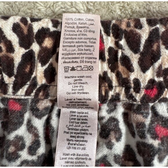 laSenza Pajamas Womens Leopard Print Button Up Lg Black White Pink Lace Trim - Picture 8 of 13